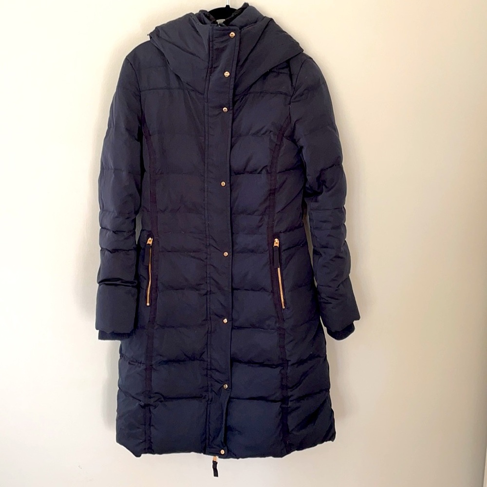 Zara Navy Down Parka Puffer Jacket - S